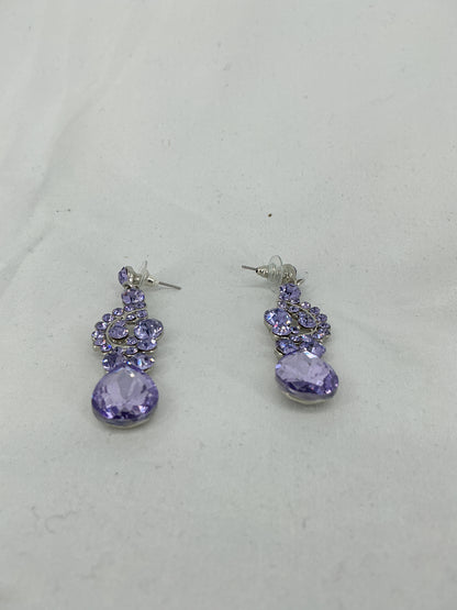 Purple rhinestone dangle earrings