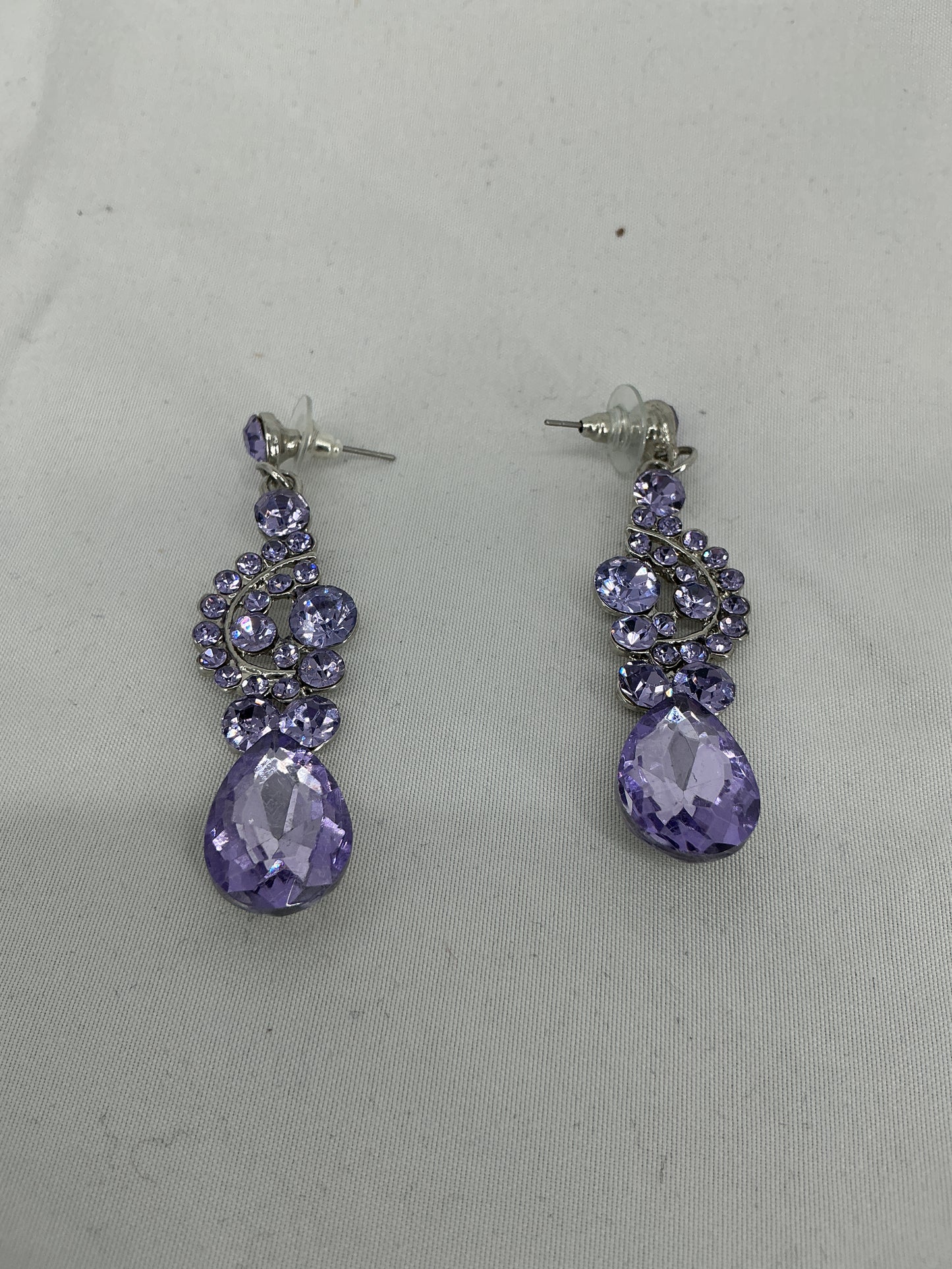 Purple rhinestone dangle earrings