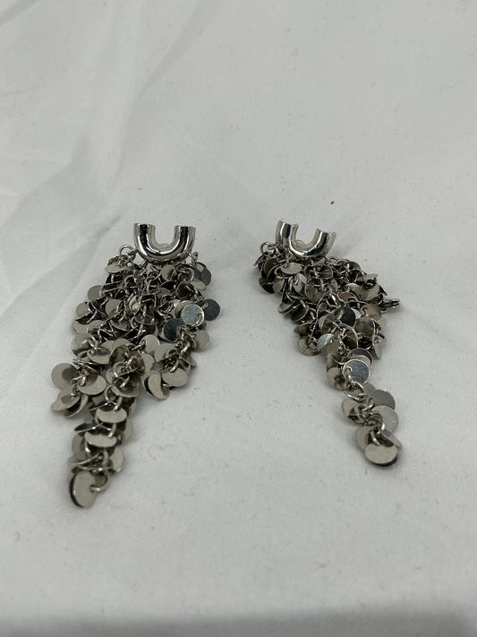 Silver sequined tassel earrings
