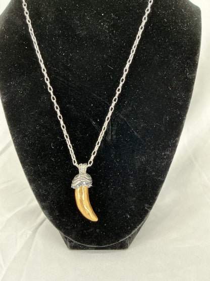 Silver chain with gold horn/fang pendant necklace
