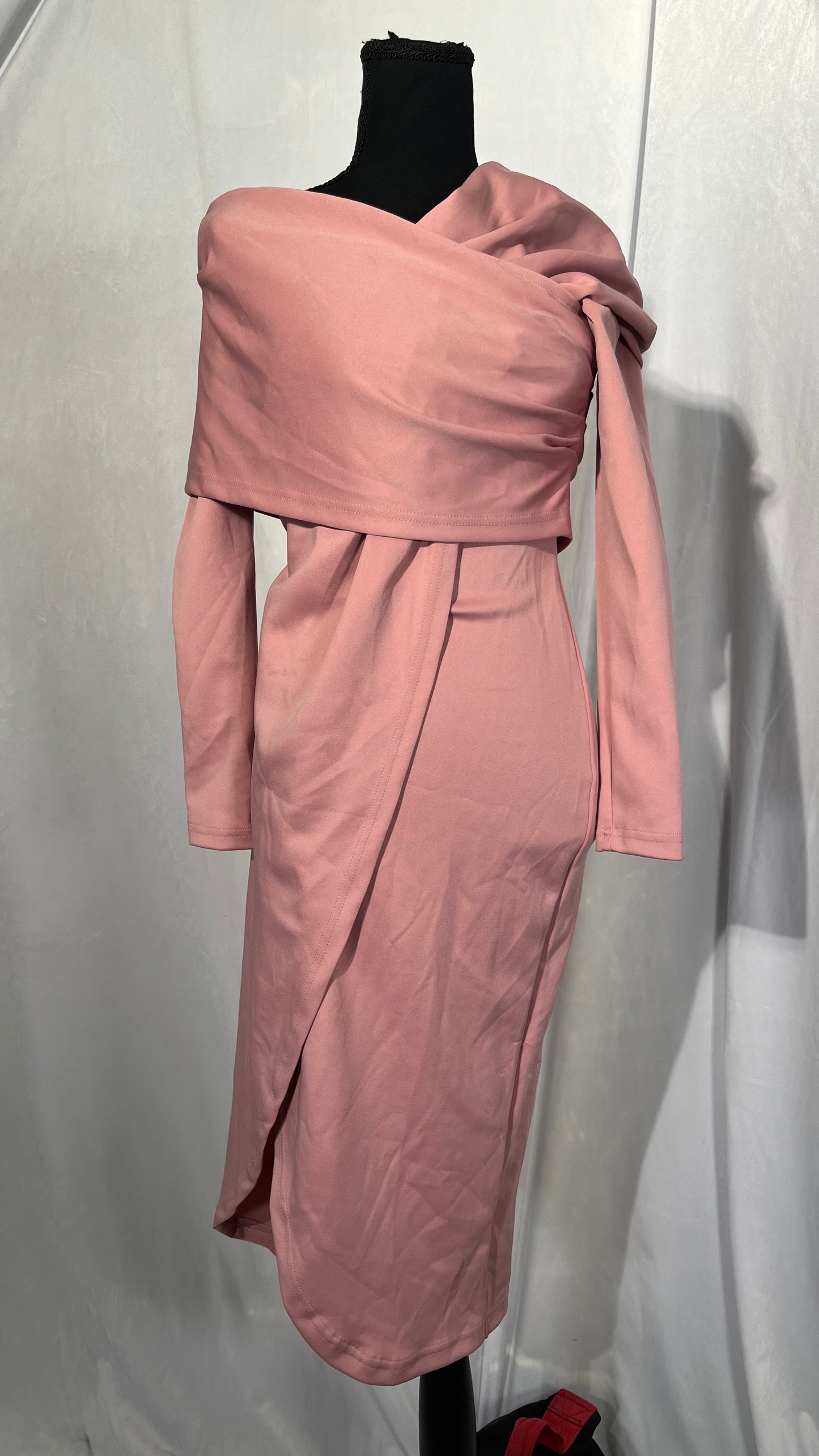 SHEIN Modely Asymmetrical Neck Wrap Hem DressSize No