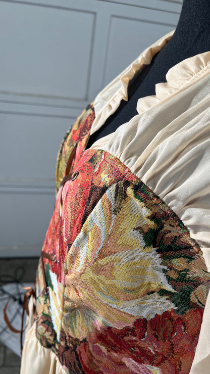 LSYYSKB Women Regency Dress, Victorian Dresses Vintage Ball Gown Lace-up Long White Regency Dress with Wedding Gloves Size L