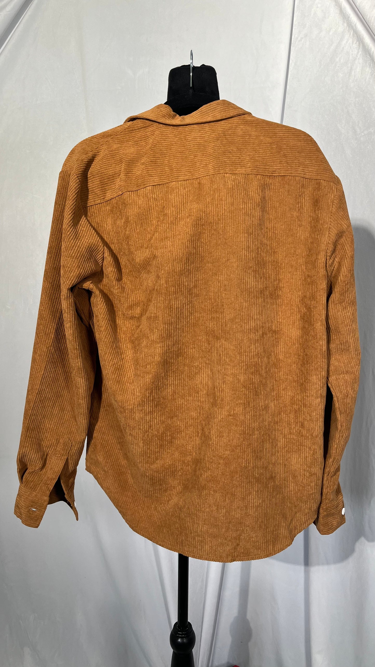 JMIERR Men's Corduroy Button-Down Shirts Casual Long Sleeve Fall Shacket Jacket with Flap Pocket for Men,CA 43(L),0 BrownSize M