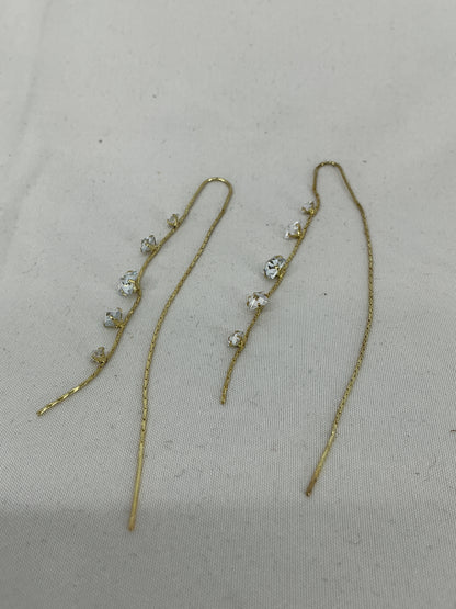 Gold chain ring/earrings with rhinestones