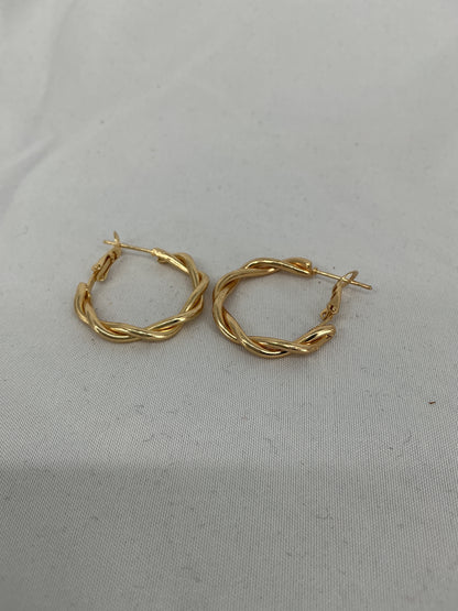 Gold twisted hoop earrings