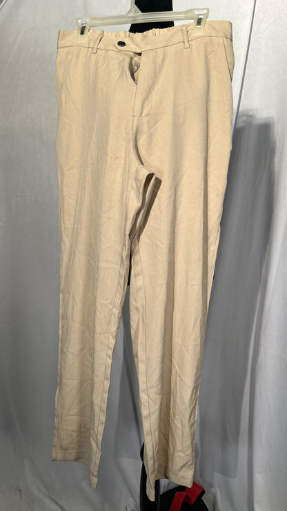 Mens Elastic Waist Summer Pants Drawstring Casual Pants Solid Cotton Linen Beach Pants for Men Full Length Trousers Size L