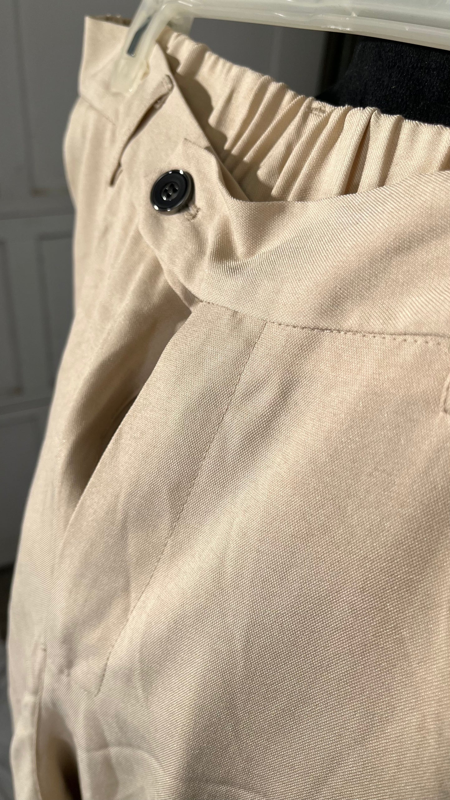 Mens Elastic Waist Summer Pants Drawstring Casual Pants Solid Cotton Linen Beach Pants for Men Full Length Trousers Size L