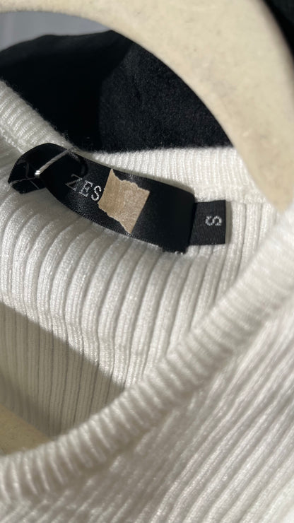 Alloaone Women's Round Neck Knitted Sweater Bottom Wool Pullover Stripe Top Size S