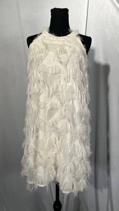 BINTING Long Fringed Chiffon Fabric Silk Three-Dimensional Feather Shape Suspender Skirt Suit Graceful Lightweight Soft Graceful Drape Superb Flow Clothing Dress ClothSize M