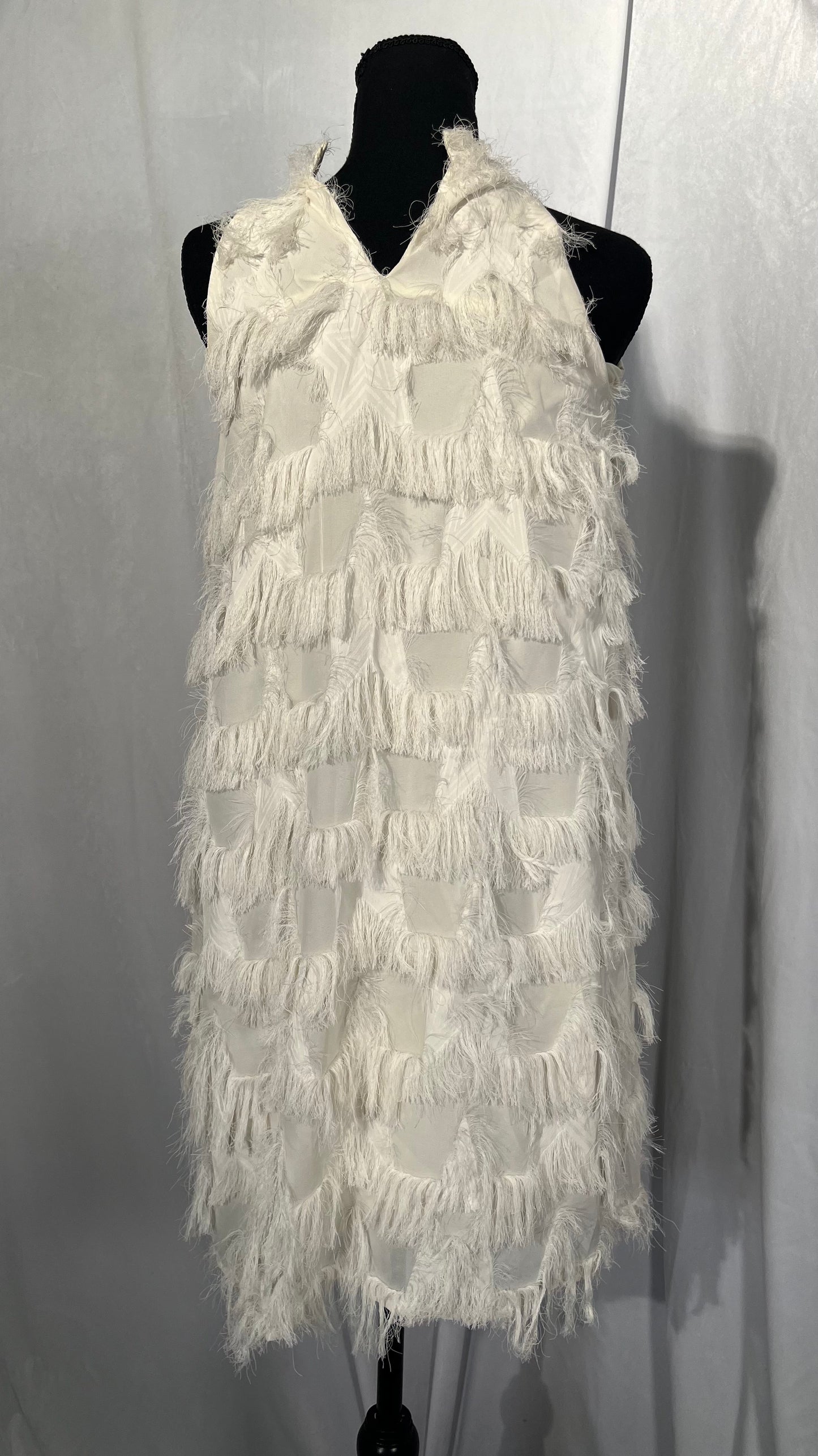 BINTING Long Fringed Chiffon Fabric Silk Three-Dimensional Feather Shape Suspender Skirt Suit Graceful Lightweight Soft Graceful Drape Superb Flow Clothing Dress ClothSize M