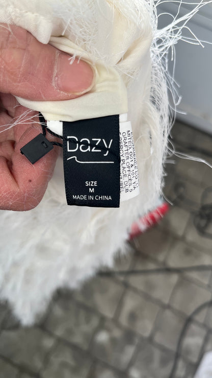 BINTING Long Fringed Chiffon Fabric Silk Three-Dimensional Feather Shape Suspender Skirt Suit Graceful Lightweight Soft Graceful Drape Superb Flow Clothing Dress ClothSize M