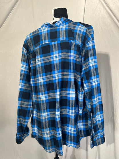 Mens & Boys Flannel Shirts Long Sleeve Cotton Regular Casual Plaid Button Down Shirt with Pockets  Size L