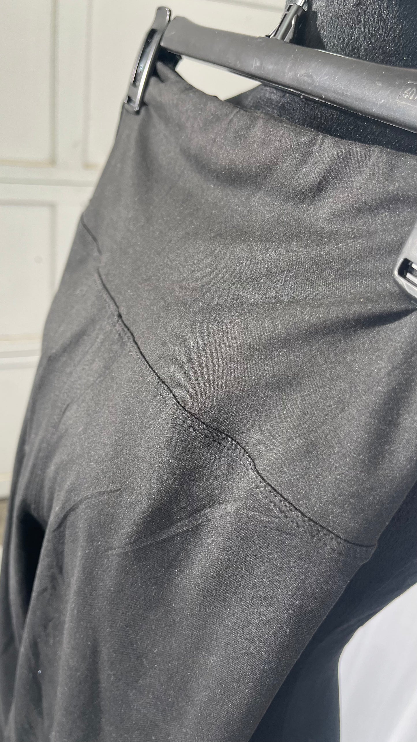 Women's Black Skinny Dress Pants Pull on Stretch Ankle Length Work Treggings with Side Zipper  Size S-M