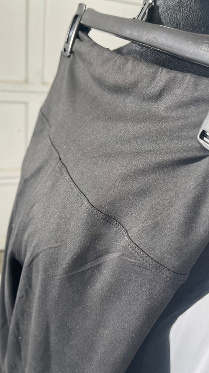 Women's Black Skinny Dress Pants Pull on Stretch Ankle Length Work Treggings with Side Zipper  Size S-M