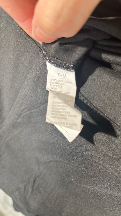 Women's Black Skinny Dress Pants Pull on Stretch Ankle Length Work Treggings with Side Zipper  Size S-M