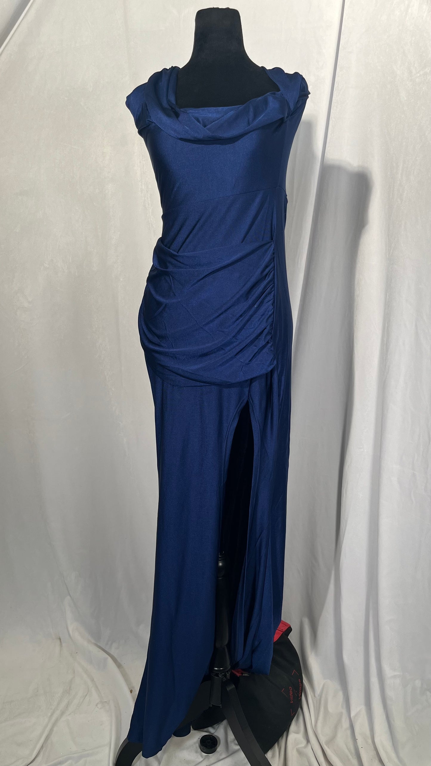 Off Shoulder Prom Dresses with Slit for Women Pleated Mermaid Satin Formal Evening Gown  Size M