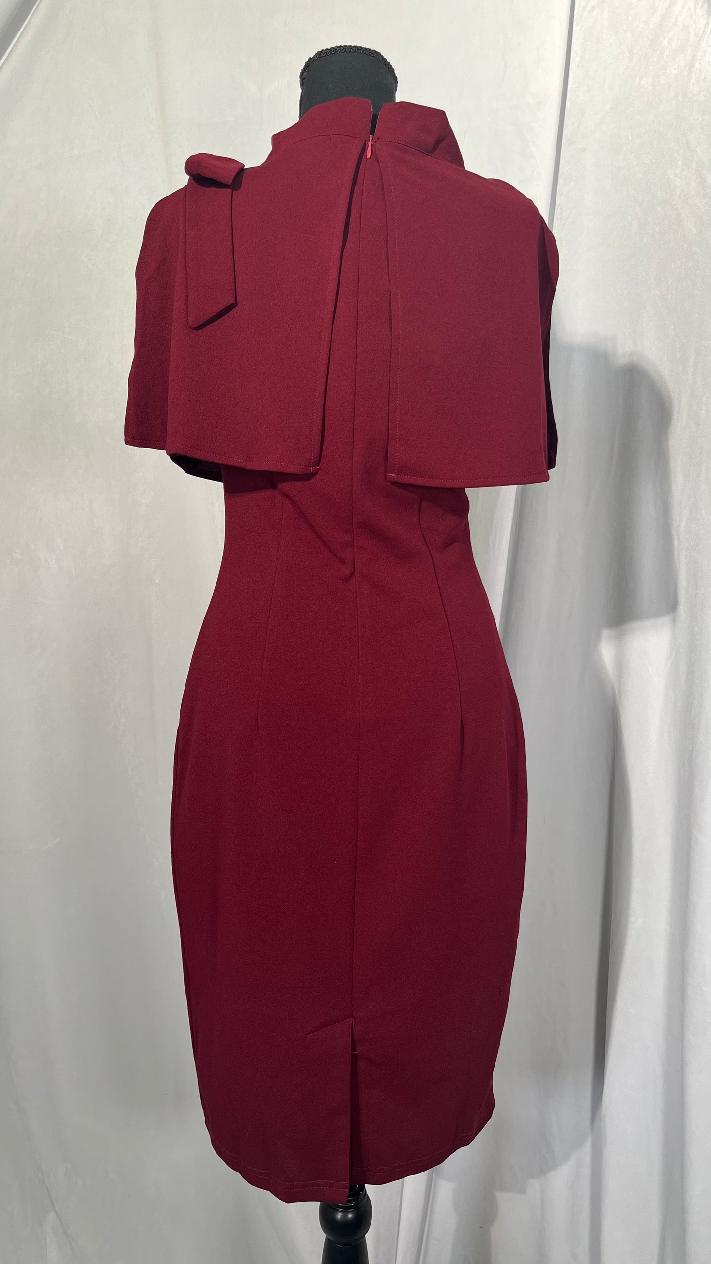 AISIZE Women's Vintage 1940s Half Collar Batwing Cape Party Pencil Dress Size M