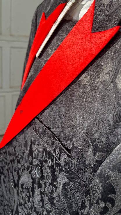 Double Breasted Blazer Men Floral Jacquard Blazers Size 40