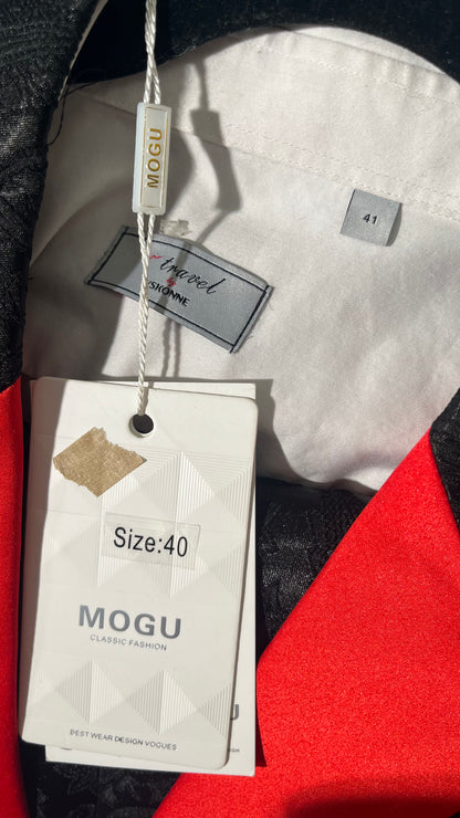 Double Breasted Blazer Men Floral Jacquard Blazers Size 40