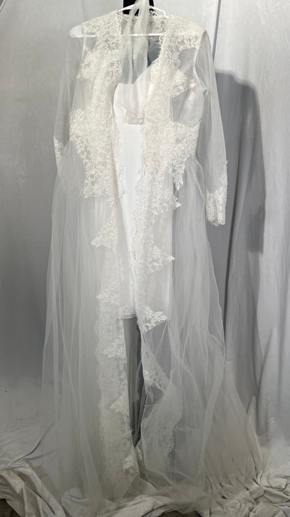 Ursumy Bride Lace Wedding Veils Long Cathedral Veil Floral 1T Soft Tulle Bridal Veils with Comb 118" (Ivory) Size M