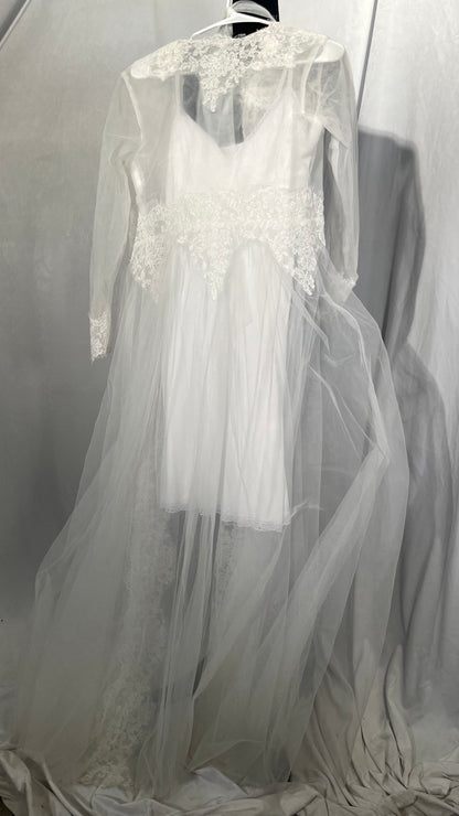 Ursumy Bride Lace Wedding Veils Long Cathedral Veil Floral 1T Soft Tulle Bridal Veils with Comb 118" (Ivory) Size M