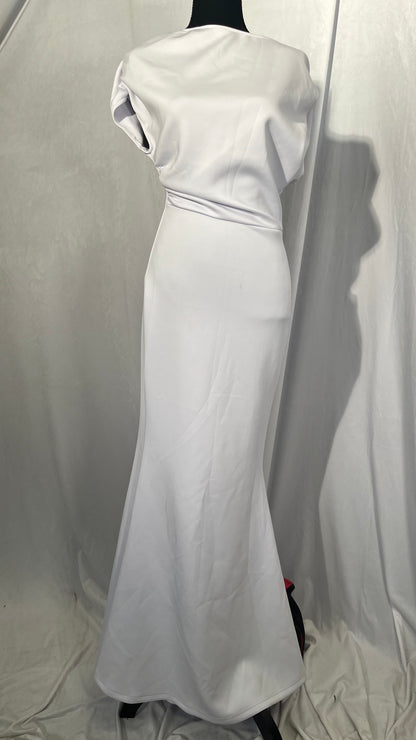Sheath/Column Open Back Bridal Gowns Reception Wedding Dresses Scoop Neck Sleeveless Sweep/Brush Train 2024 Size S