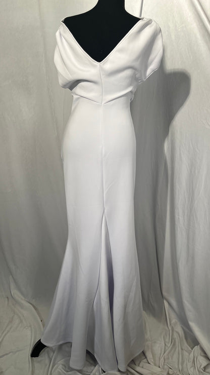 Sheath/Column Open Back Bridal Gowns Reception Wedding Dresses Scoop Neck Sleeveless Sweep/Brush Train 2024 Size S