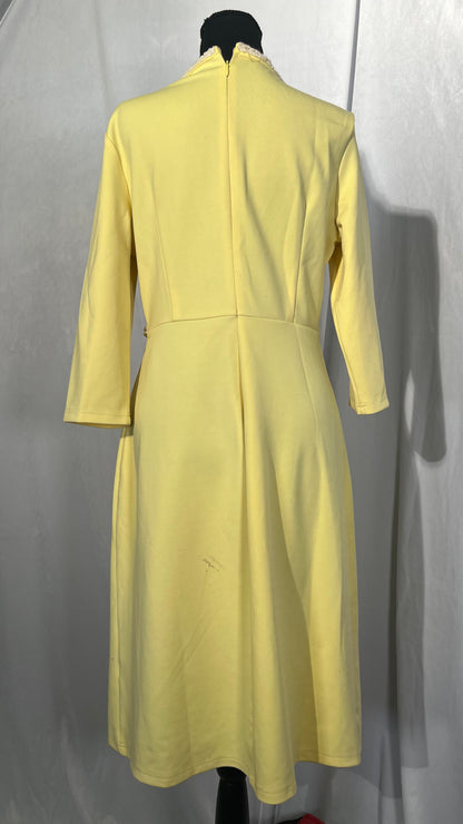 Hobemty Women's A-Line Dress Office 3/4 Sleeve Tweed Trim Elegant Dresses Size M