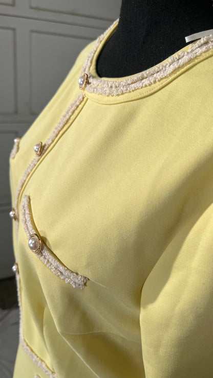 Hobemty Women's A-Line Dress Office 3/4 Sleeve Tweed Trim Elegant Dresses Size M