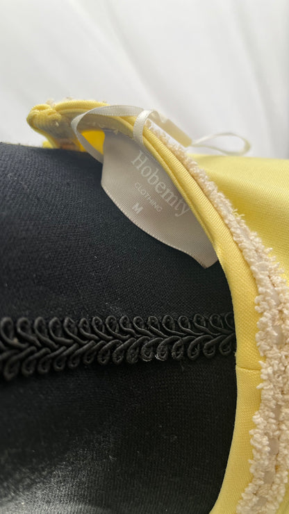 Hobemty Women's A-Line Dress Office 3/4 Sleeve Tweed Trim Elegant Dresses Size M