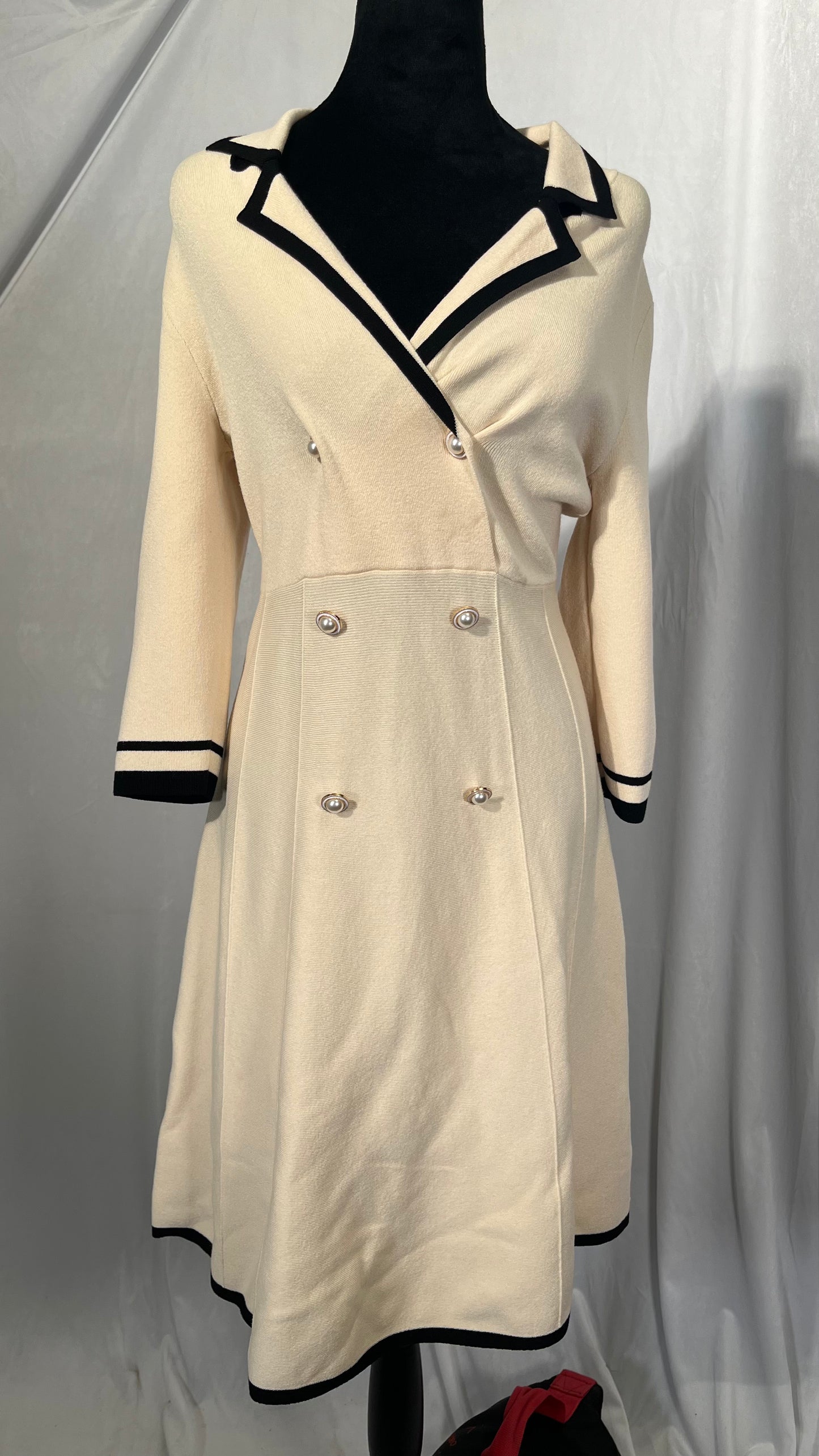 GOELIA Mini Sweater Dress for Women, Button up 3/4 Sleeve Knit Dresses for Teacher Work Business  Size S