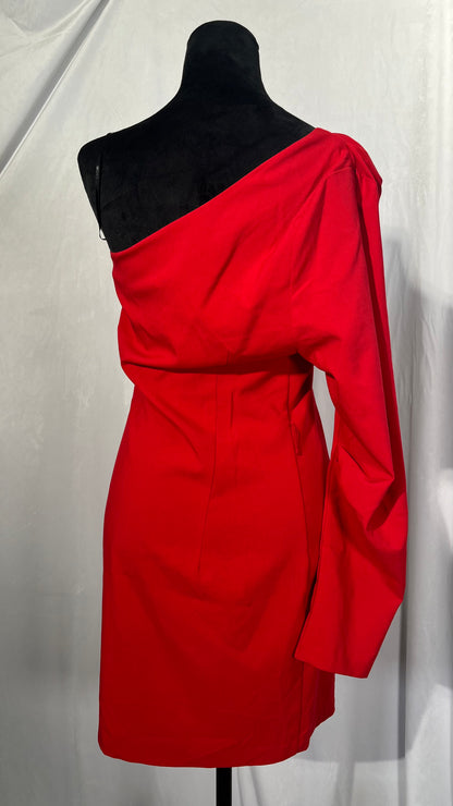 HGps8w Women's Sexy Off The Shoulder Dress Elegant Slope Neck Tie Shoulder Long Sleeve Ruched Bodycon Mini Club Party DressSize S