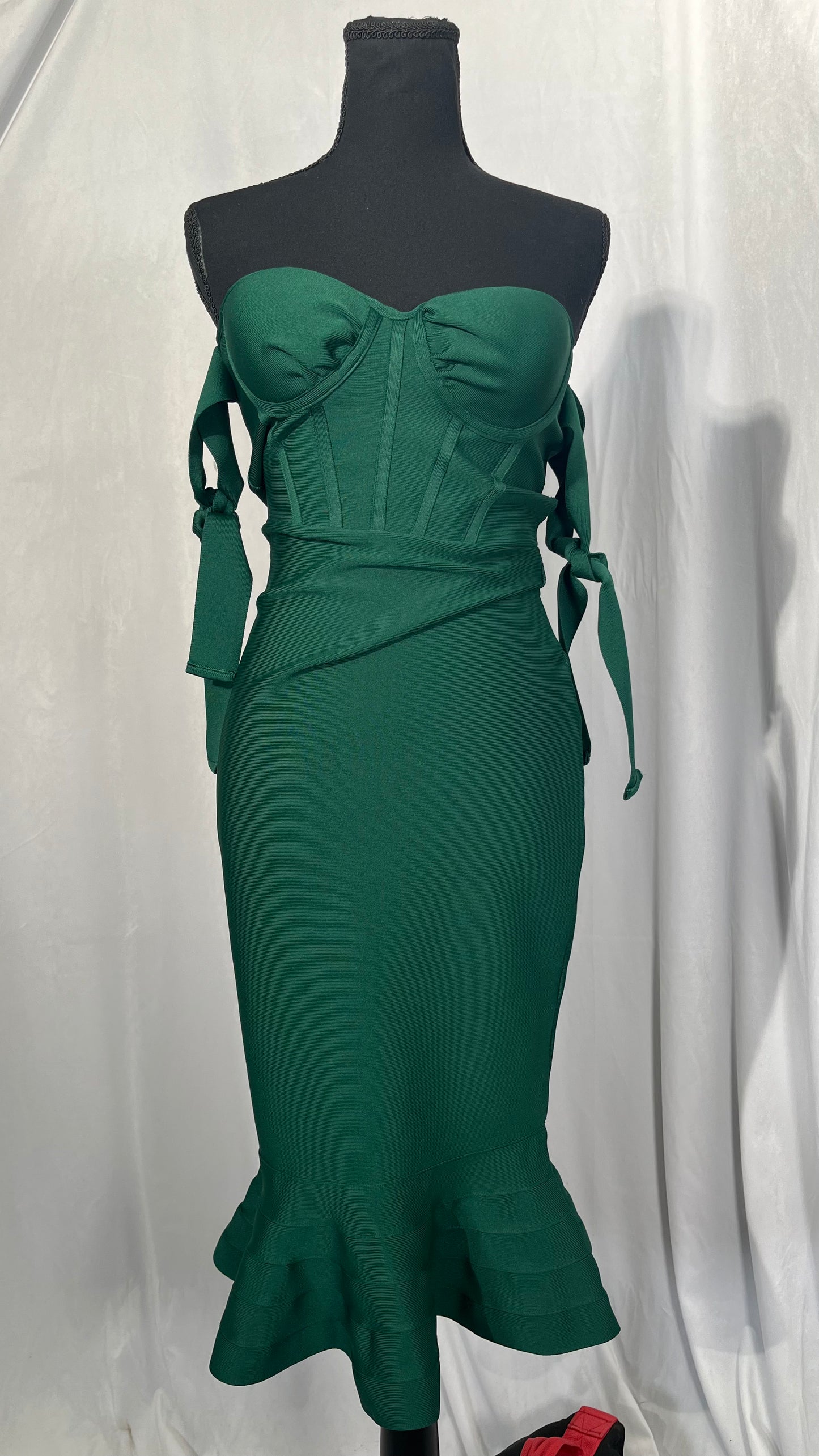 Women's Bandage Dress Off Shoulder Bow-tie Mermaid Bodycon Dresses  Size S