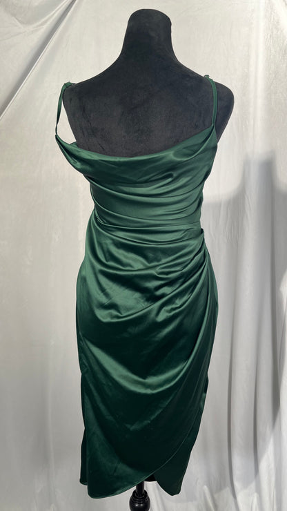 Realtix Satin Silk Backless Tube Tops Maxi Dress for Women Low Back Hollow Out Elegant Strapless Long Dresses Wedding Guest Size M