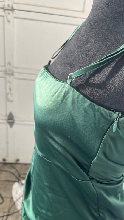 Realtix Satin Silk Backless Tube Tops Maxi Dress for Women Low Back Hollow Out Elegant Strapless Long Dresses Wedding Guest Size M