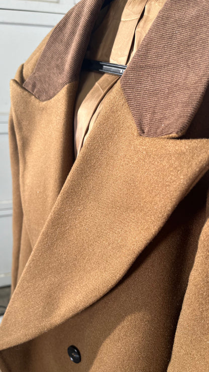 Runcati Mens Full Length Trench Coat Notched Lapel Long Jacket Double Breasted Classic Winter Overcoat Size XL