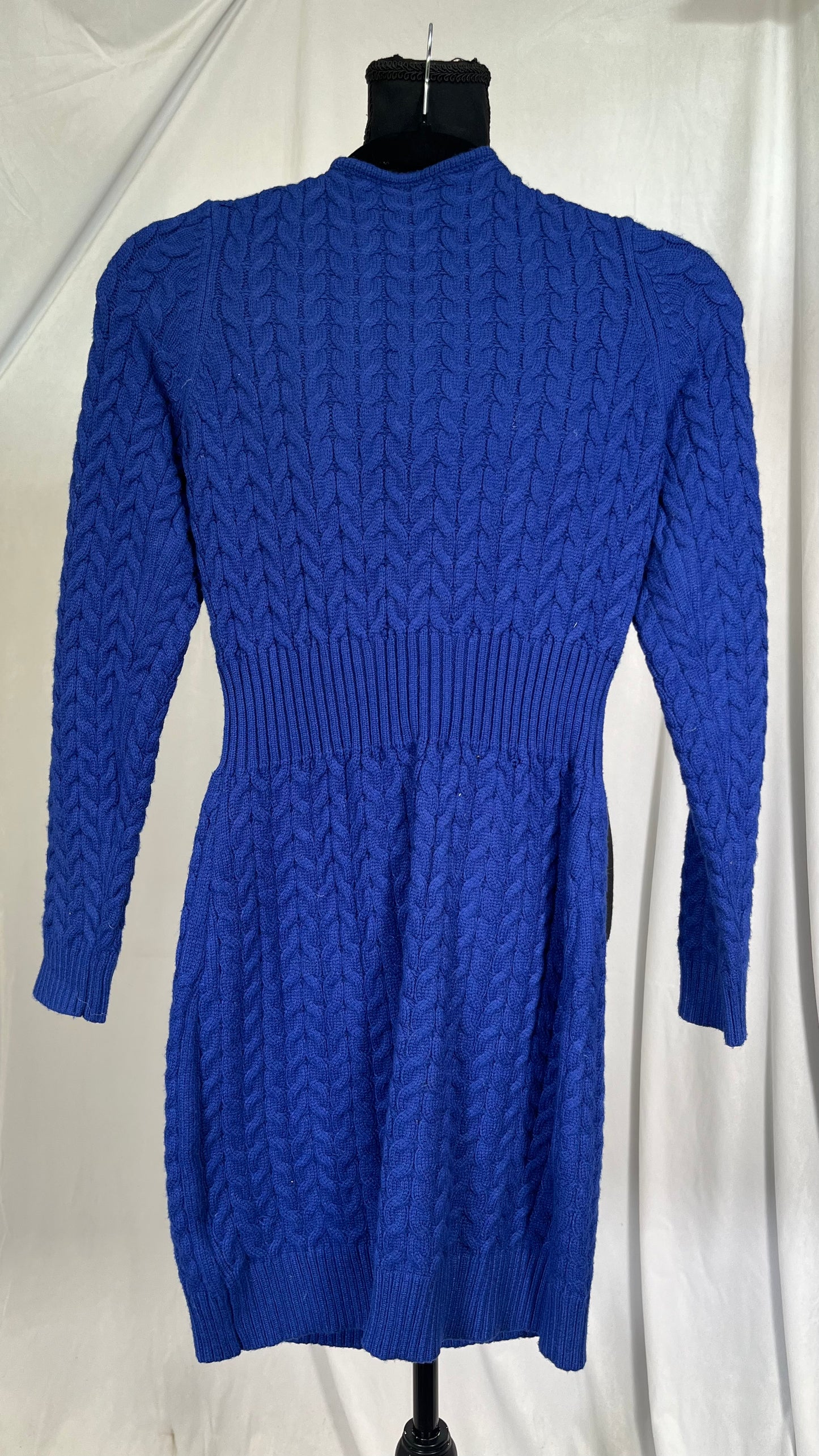 Womens Sweater Dress Sexy Crewneck Long Sleeve Blue Size S