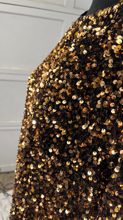 Dress the Population Women's Emery Long Sleeve Stretch Sequin Midi Sheath  Size S