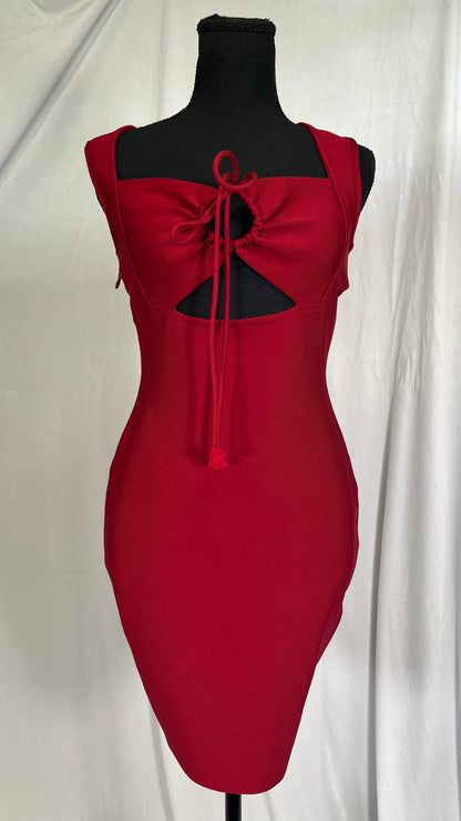 Women's Mini Short Dress Solid Tie Backless Slit Thigh Mini Dress Sleeveless Sexy  Size S