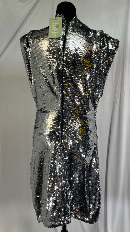 PrettyGuide Women's Sparkly Sequin Dress Adjustable Spaghetti Strap Shimmer Bodycon Mini Club Dresses Party Night Size S