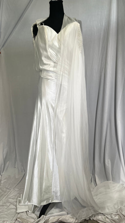 Long Sleeves Mermaid Wedding Dresses for Bride Satin Sweetheart Bridal Gowns Formal Evening Dress with Slit LAW700  Size NO