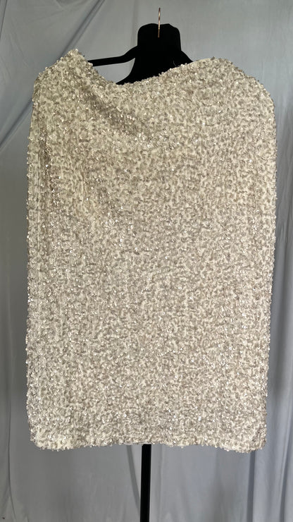 Women See Through Sequin Skirts Low Waist Straight Long Skirts Summer Elegant Sexy Beach Skirts  Size S