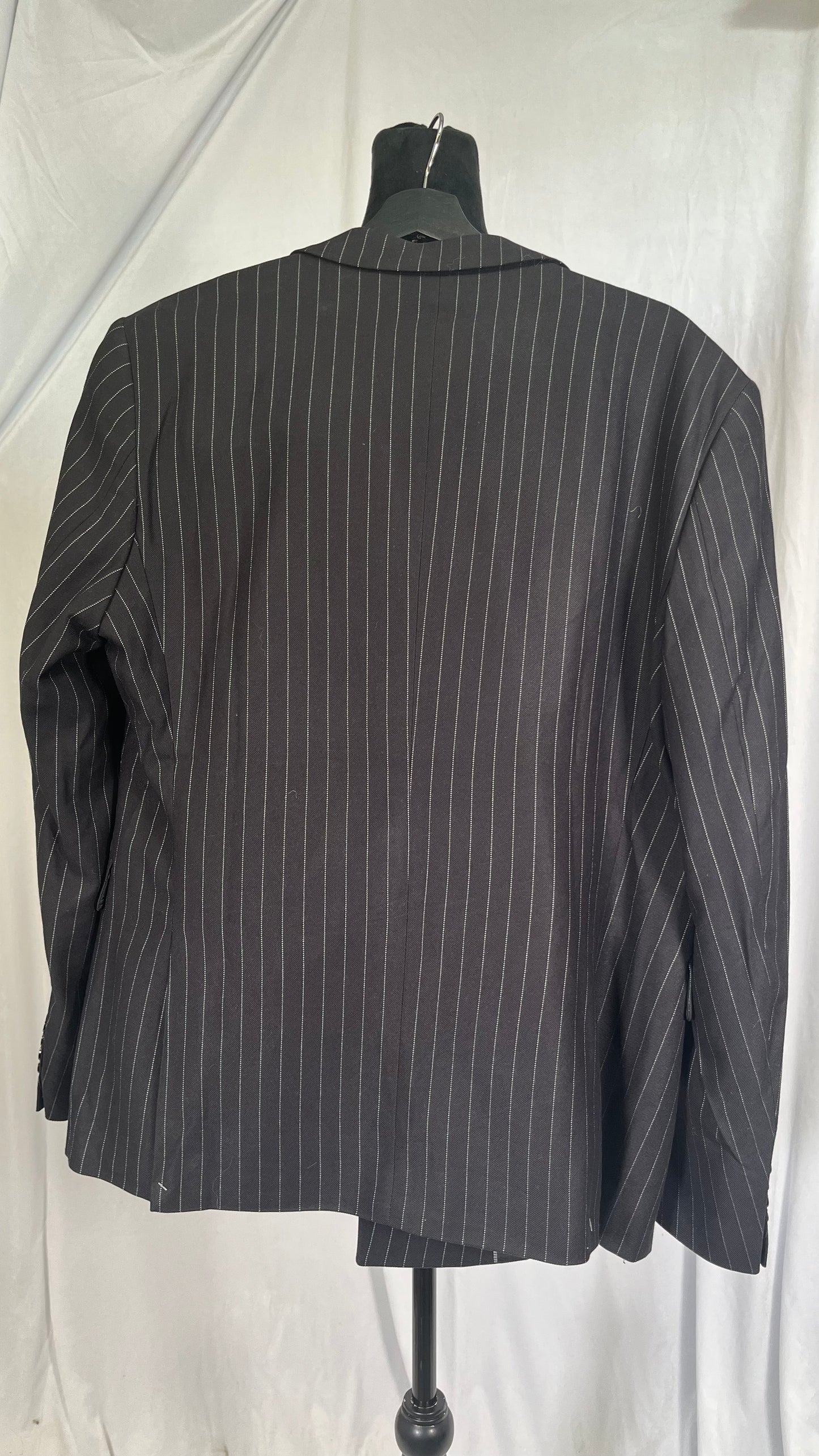 Alfani Mens Slim-Fit Double-Breasted Pinstripe Suit Jacket 42 Long Black Size L