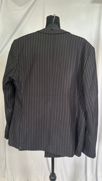 Alfani Mens Slim-Fit Double-Breasted Pinstripe Suit Jacket 42 Long Black Size L