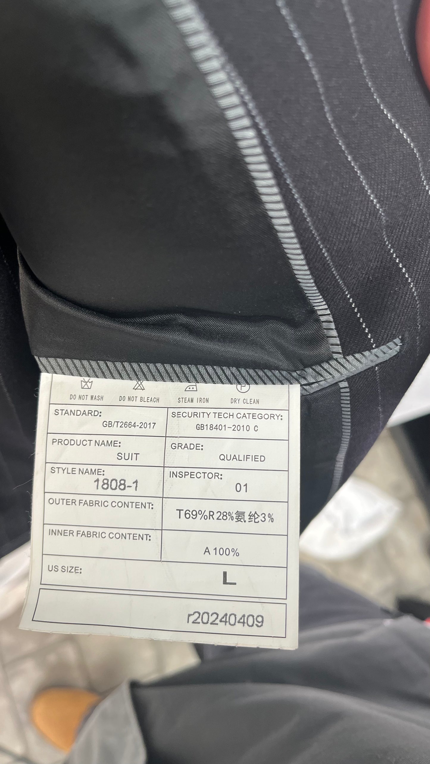 Alfani Mens Slim-Fit Double-Breasted Pinstripe Suit Jacket 42 Long Black Size L