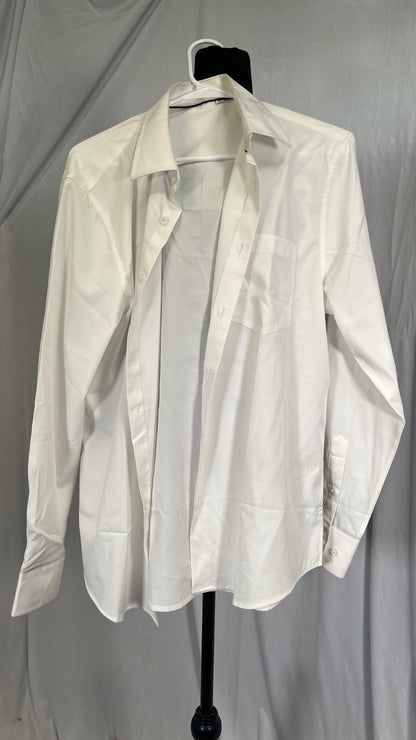 DGHM-JLMY Men Lapel Loose Chiffon Drape Shirt Slim Fit Non-Iron Straight Collar Dress Shirt Collar Button Cuff Dress Shirt Size M