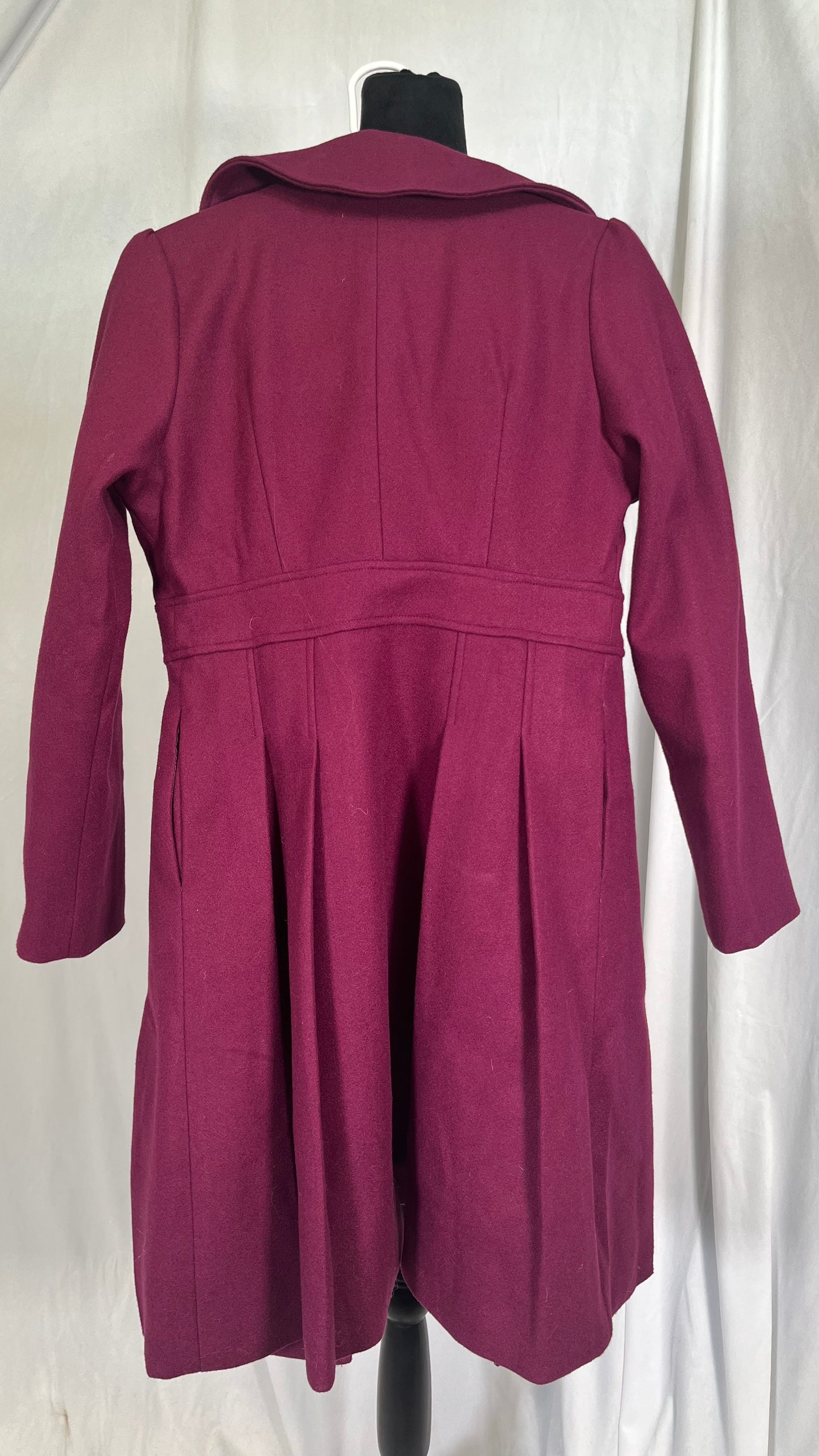 Women's Pea Coat Winter Wool Blend Trench Coat Stand Collar Casual Overcoat Double Breasted Woolen Peacoat Jacket  Size S