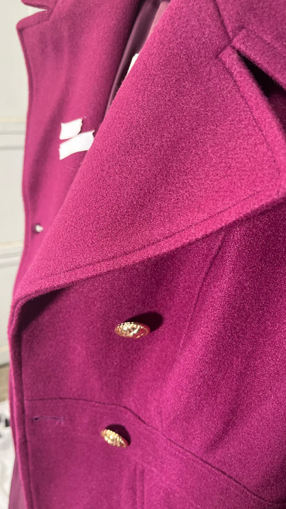 Women's Pea Coat Winter Wool Blend Trench Coat Stand Collar Casual Overcoat Double Breasted Woolen Peacoat Jacket  Size S