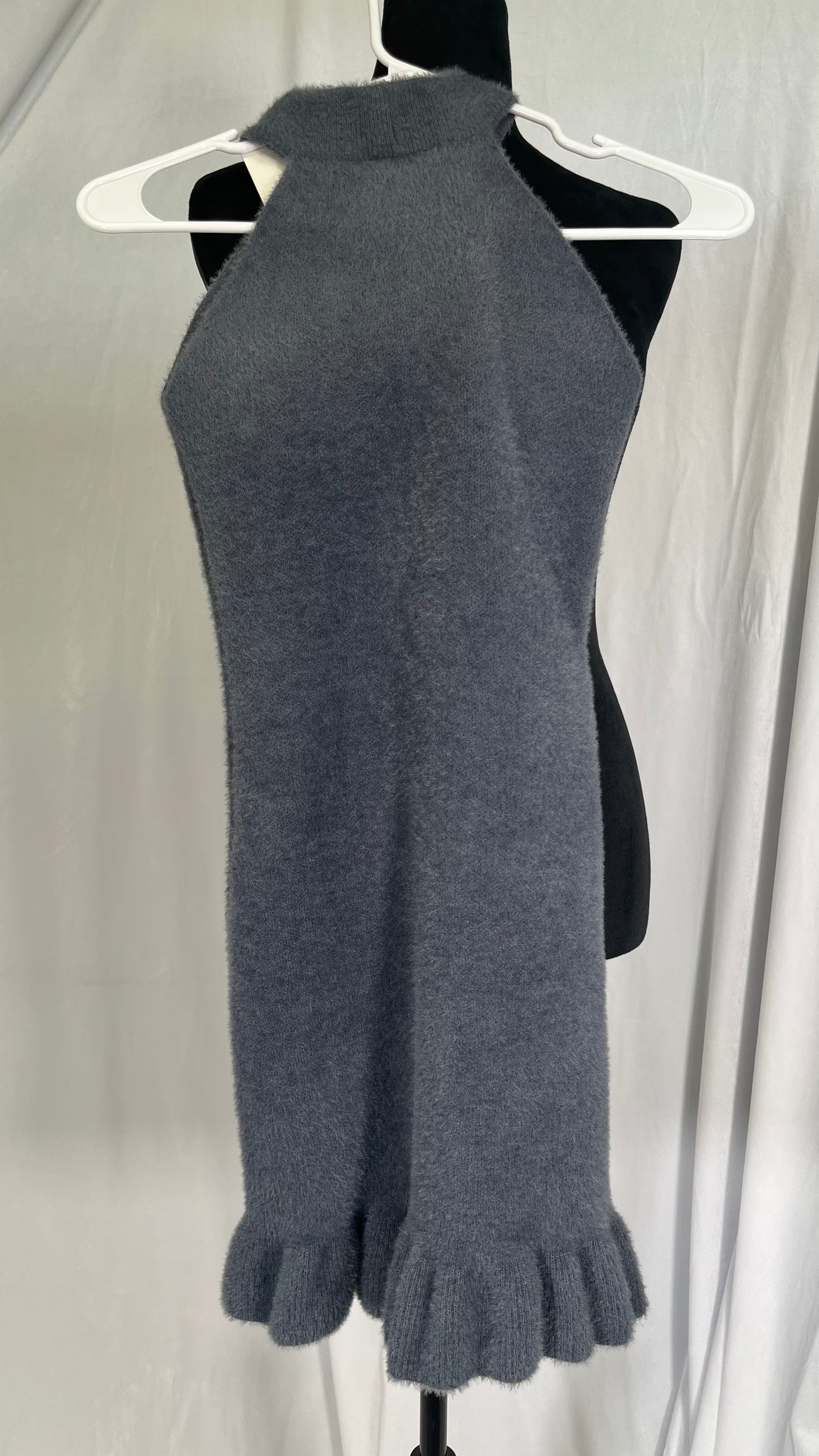 Long Grey Blue Floral Dress Size S