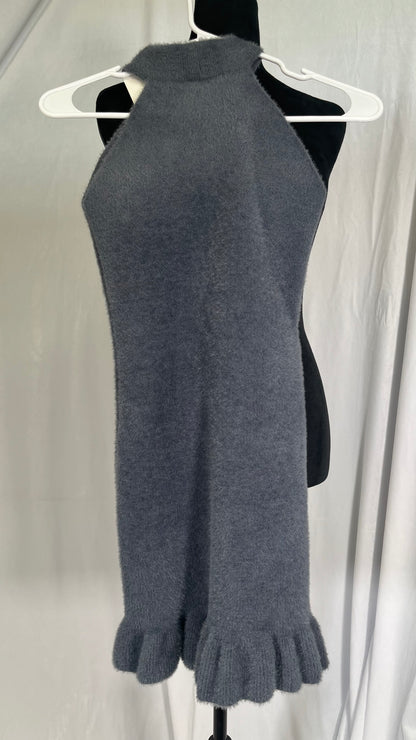 Long Grey Blue Floral Dress Size S